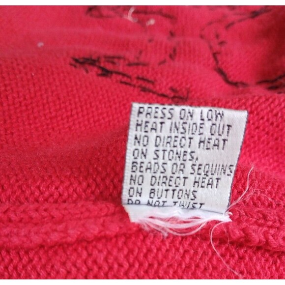 Jack B Quick Vtg Cardigan  Emroidered Scotty Dogs Sz Med Red  Shoulder Pads - Picture 4 of 11